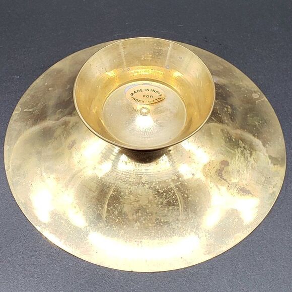 Rosenthal Netter Vintage 1970s Enameled Lily Flowers Brass 5.5" Pedestal Bowl - Picture 3 of 12